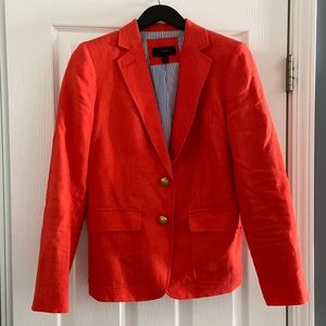 J Crew orange linen blazer, size 6